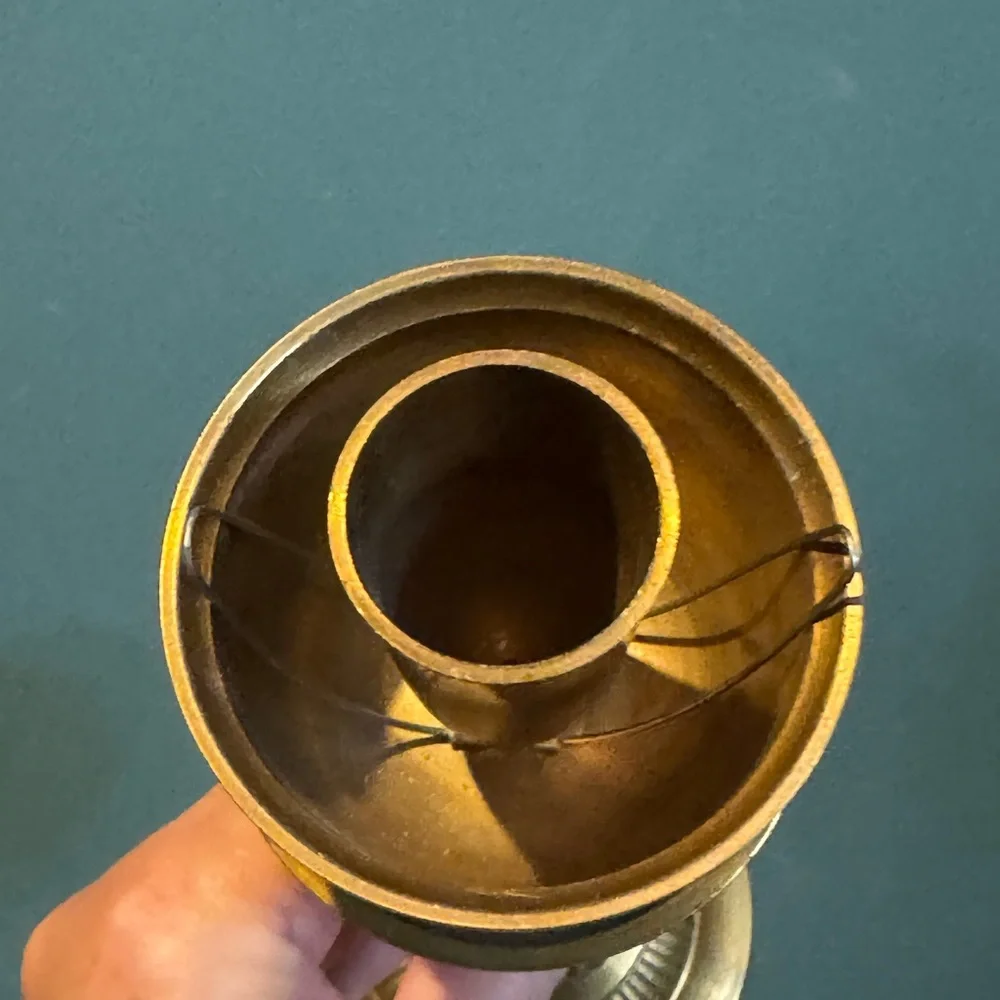 Vintage heavy brass candle holder with clips for shade